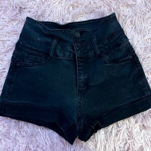 Black jean shorts